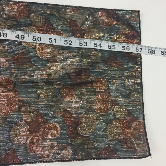 Vintage Scarf Metallic Silver Gold Copper Black Warm Fall Colors - Picture 13 of 13